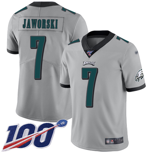 Men Philadelphia Eagles #7 Ron Jaworski Limited Silver Inverted Legend NFL Jersey 100th Season Football